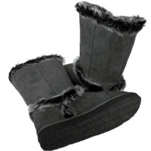 Fur Trim Mid-calf Eskimo Flat Suede Boot